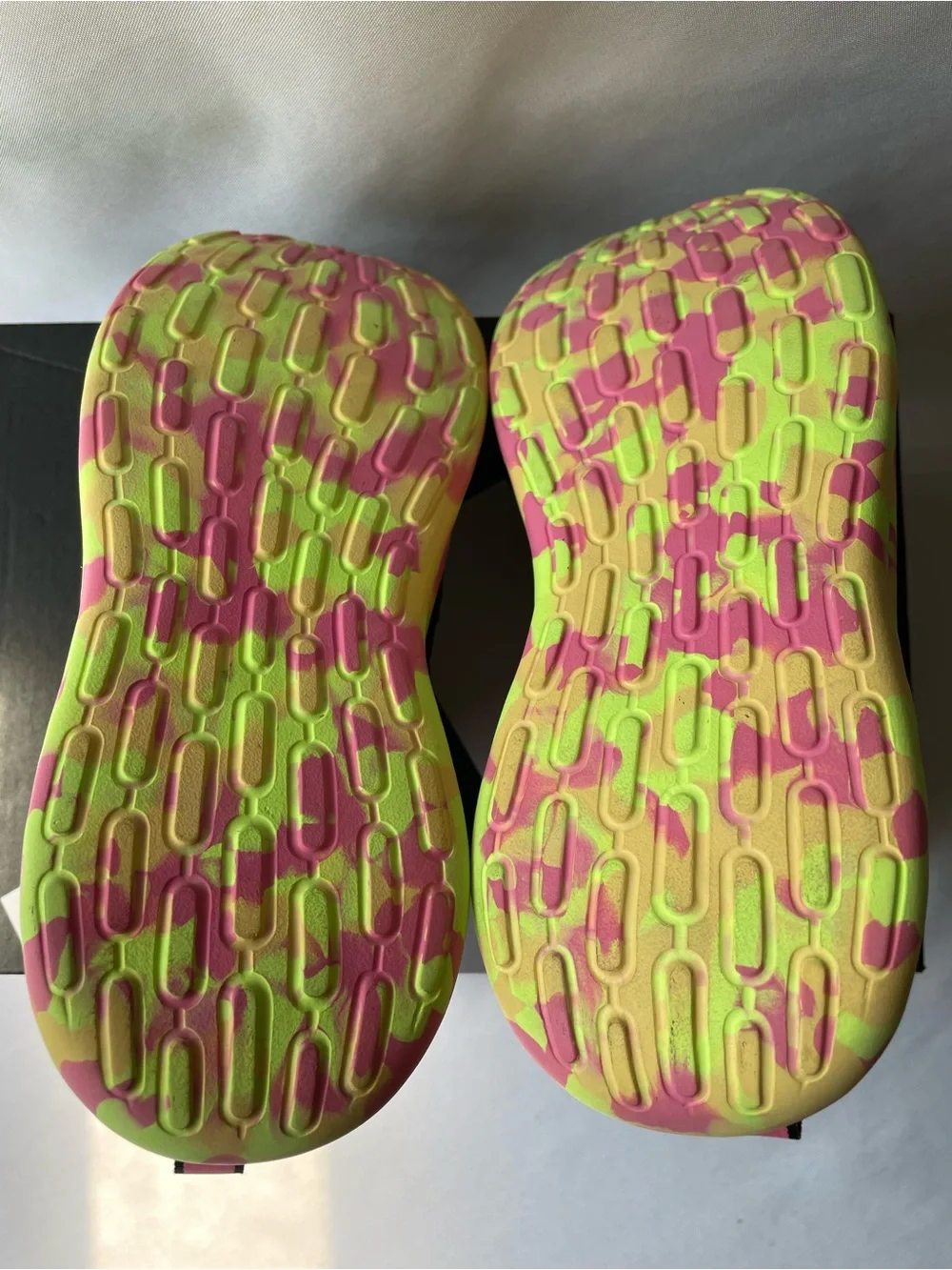 Adidas Kids Black Athletic Sneakers with Neon Pink & Yellow Sole